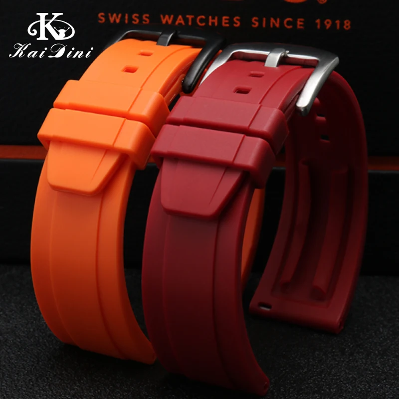 20mm 22mm for M005 Little red flower watch band High Quality Natural Silicone Waterproof rubber black green | Наручные часы