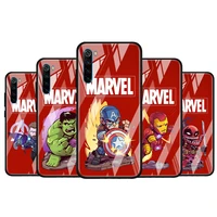 marvel hero cute cartoon for xiaomi redmi k40 k30 k20 pro plus 9c 9a 9 8a 7 luxury shell tempered glass phone case cover
