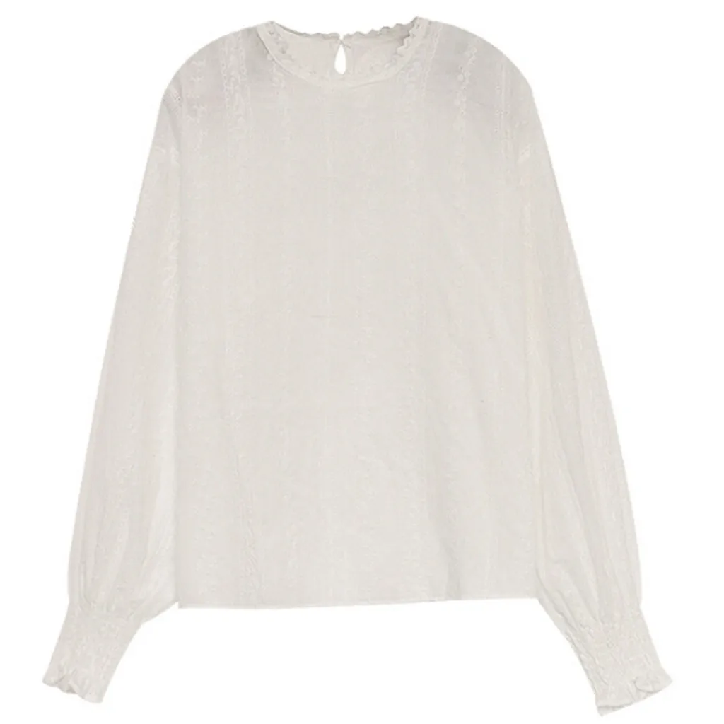 Женская винтажная блузка с цветочным принтом элегантная белая кружевная рубашка