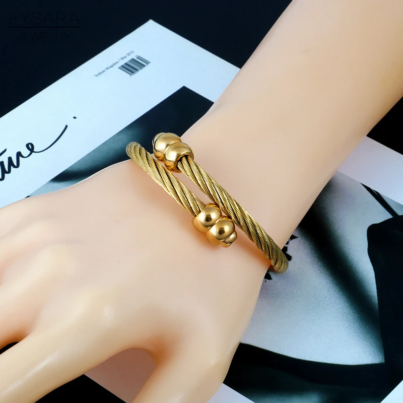 FYSARA панк твист провод браслеты и для женщин мужчин ногтей браслет из нержавеющей