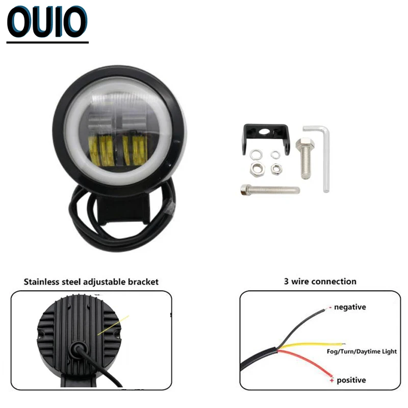20 Вт 3 "Мотоцикл головной светильник светодиодный рабочий 12В Автомобильный бар