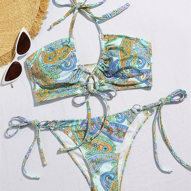 2021 бикини Новое поступление пикантных открытых задняя раздельный купальник для