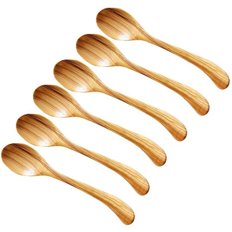 

Набор деревянных ложек из 6 предметов, деревянные столовые приборы для перемешивания чая, посуда для кухни
