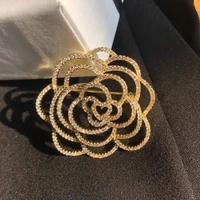 classic design luxury camellia brooch woman scarf decoration flower brooches gift jewelry