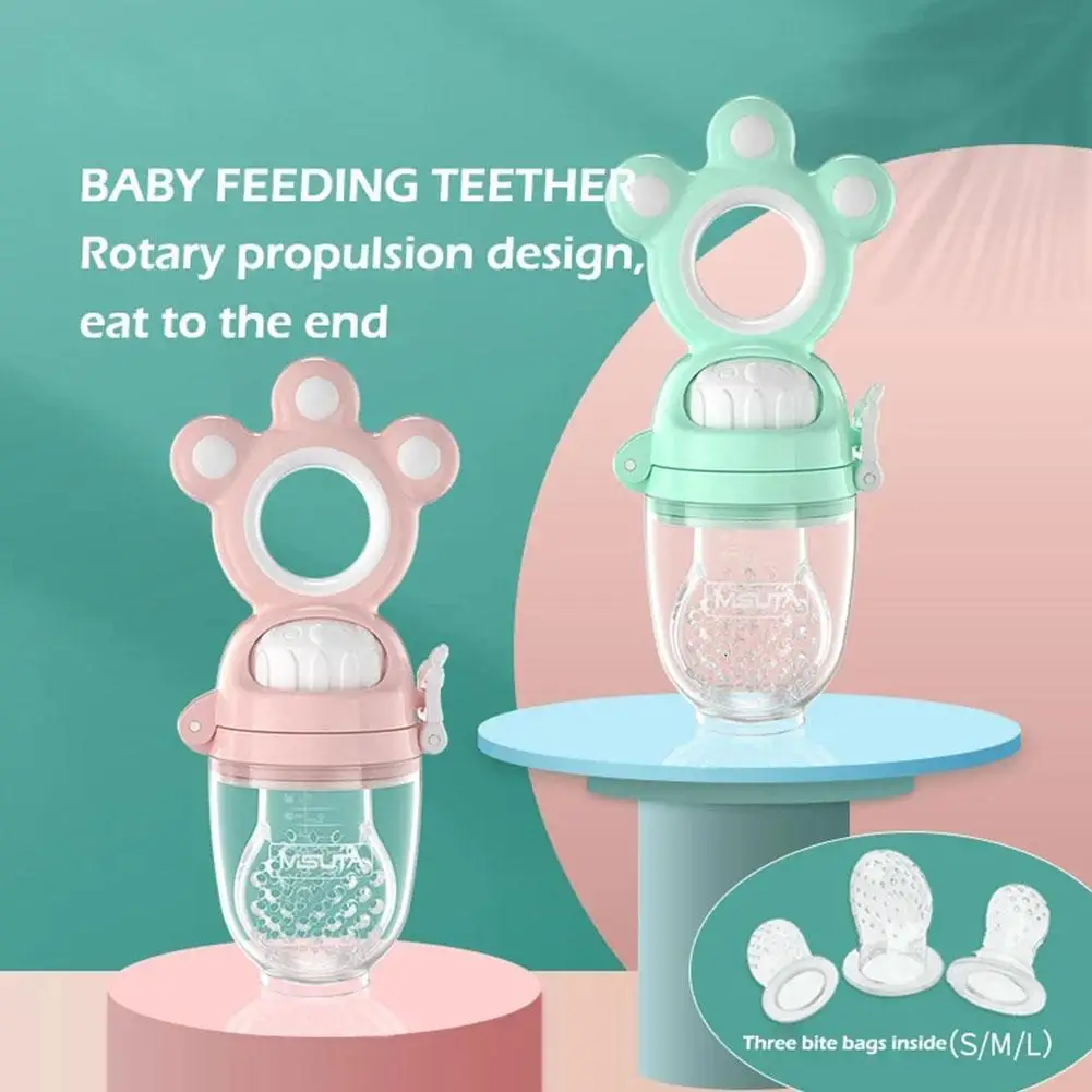 

Baby Feeding Pacifier Nipples Newborns Cat Paw Elephant Pattern Silicone Eat Fruit Vegetables Pacifier Baby Goods With 3 Net Bag