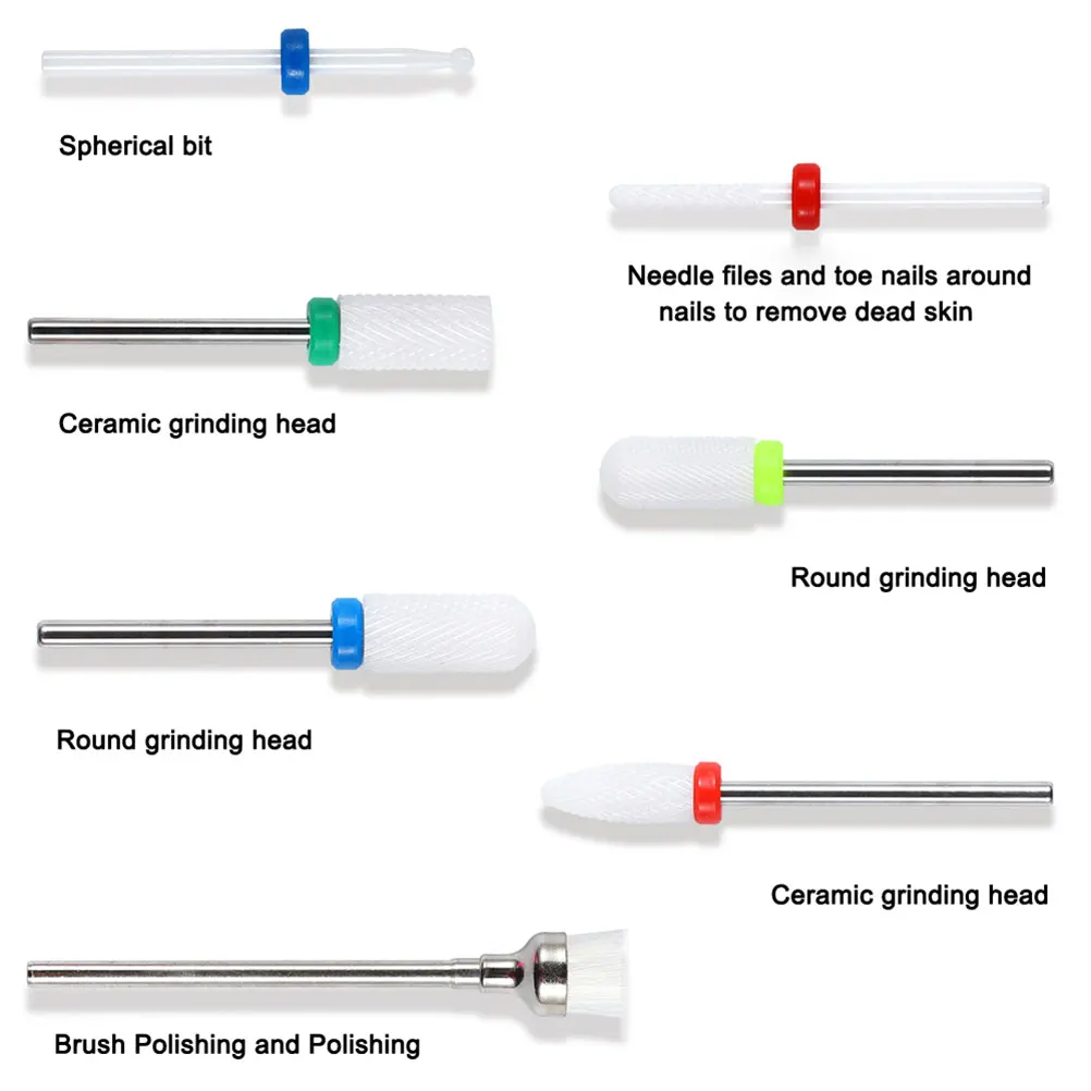 7 шт. профессиональная насадка для ногтей набор вольфрамовых стальных сплавов Шлифовальная головка для ногтей Маникюр Педикюр Шлифовальная головка инструмент для шлифования