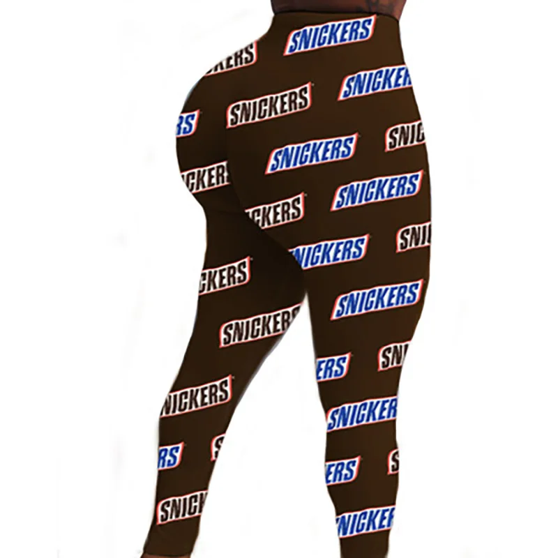 

Fall 2020 Custom Letter Print High Waisted Workout Long Pants Tight Scrunch Butt Candy Snack Pants Fitness Women's Pants