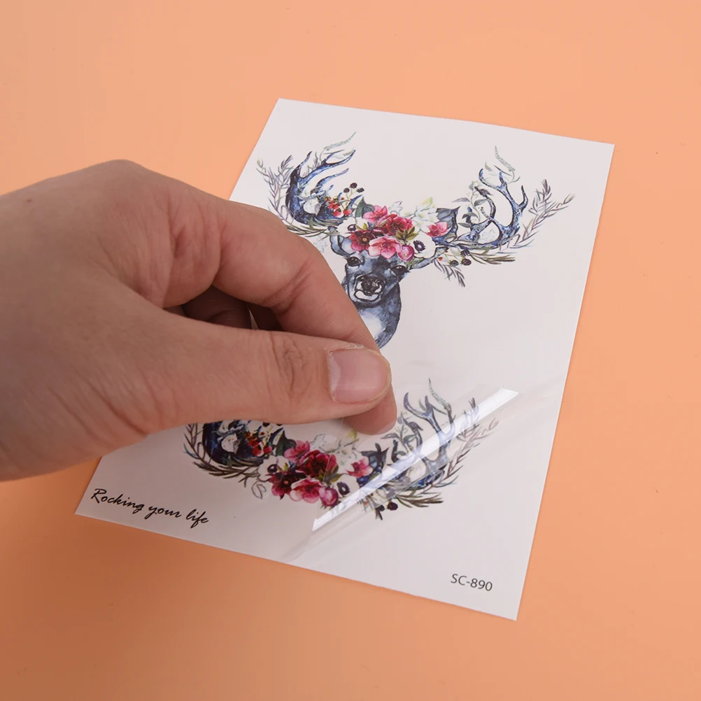 Водостойкая Временная тату-наклейка лосиная голова олень баксы рог рога тату на