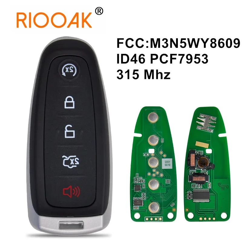 

Car Remote Key ID46 PCF7953 M3N5WY8609 315Mhz Smart Control Replace Key For Ford Explorer Edge Flex C-max Taurus