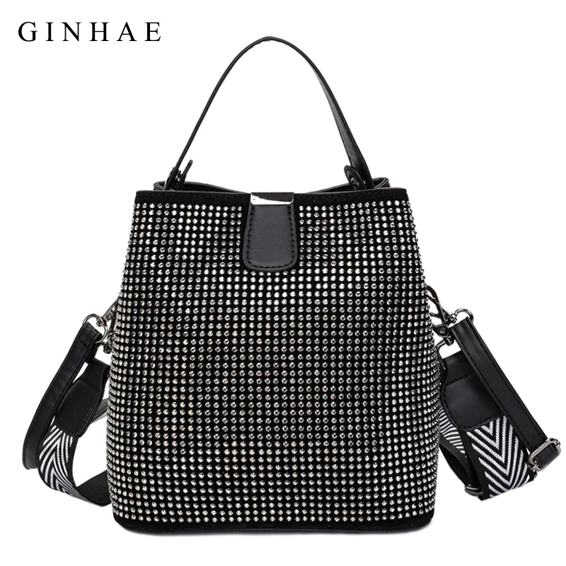 Женская сумка-мешок из искусственной кожи с кристаллами | Багаж и сумки