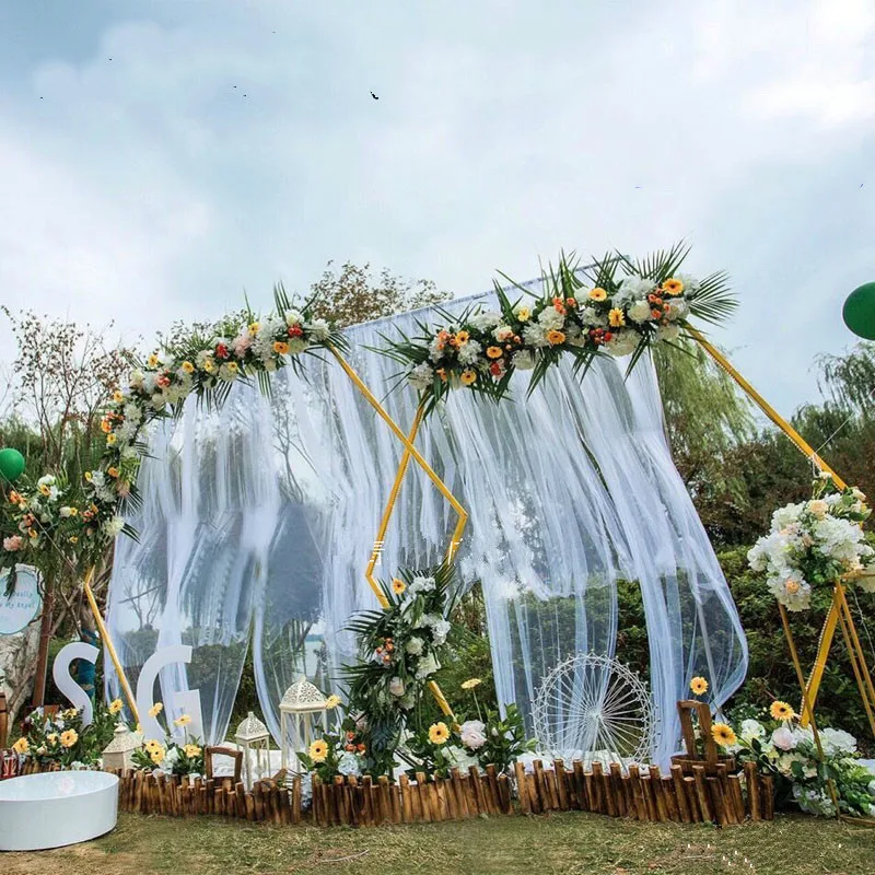 

2 Pcs Outdoor Lawn Background Iron Frame Wedding Marry Backdrop Arch Artificial Flower Rack Stand For Birthday Party DIY Stage