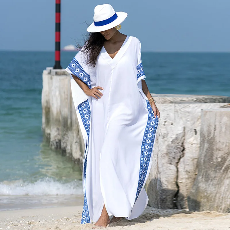 

Kaftan Beach Cover up Summer Women Beachwea Tunic Oversize Bikini Cover-ups Robe de Plage Sarong Beach Tunic