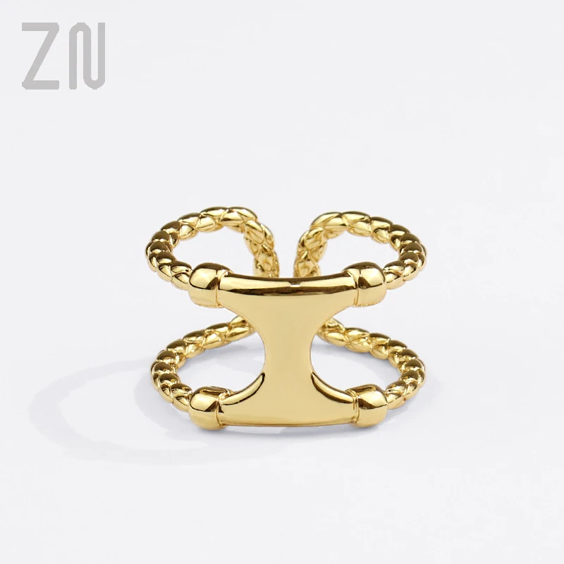 

ZN Europe and America Ins Style Vintage Personality Geometric Metal Finger Rings Cool Girls Creative Fashion Jewelry Party Gifts