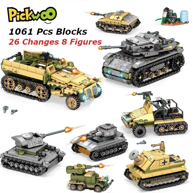 Pickwoo D20 1061 намоток Tank строительные блоки мини-фигурки автомобиля самолета