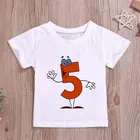 Футболка с рисунком на день рождения для мальчиков и милые цифры, повседневная одежда для маленьких девочек и девочек, подарок на день рождения