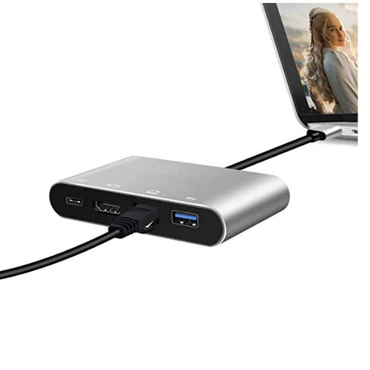 Тип C Thunderbolt 3 к HDMI-Совместимость Lan RJ45 Ethernet адаптер USB-C PD USB 0 концентратор для MacBook