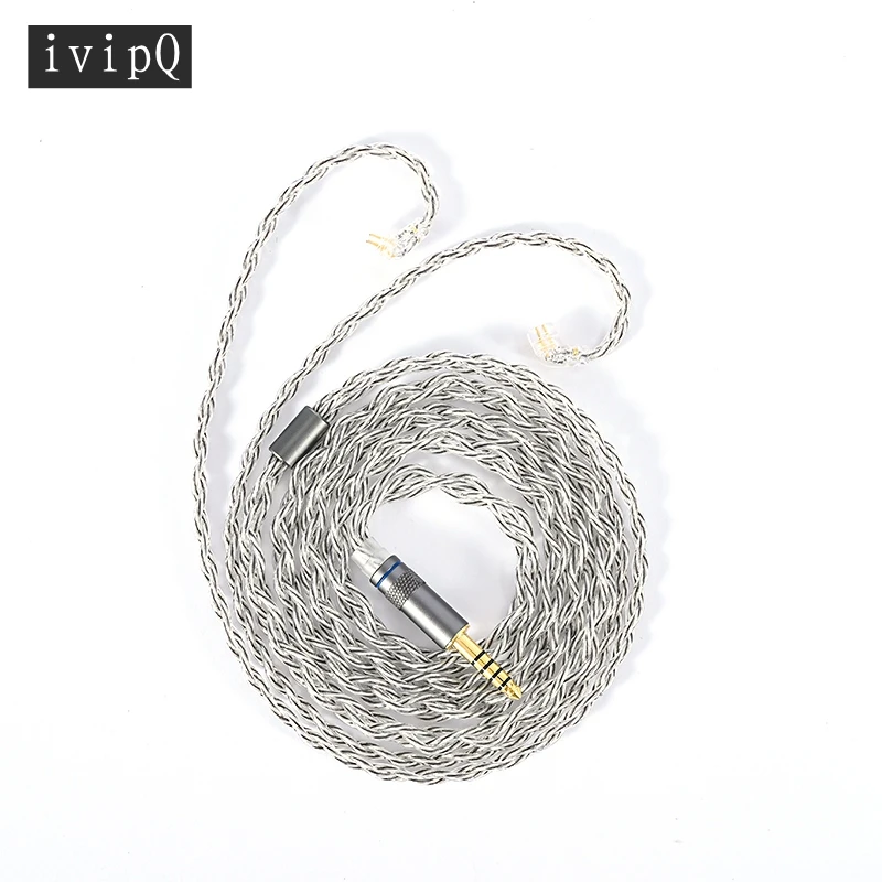 

ivipQ 4-Core Single Crystal Copper Silver-plated Mixed Earphone Cable MMCX/2PIN/QDC/TFZ Interface 2.5/3.5/4.4mm Headphone Plug