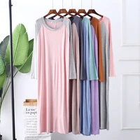 sexy lingerie round neck long nightgown modal sleepwear women casual nightdress sleep shirt loose pregnant nighty home gown