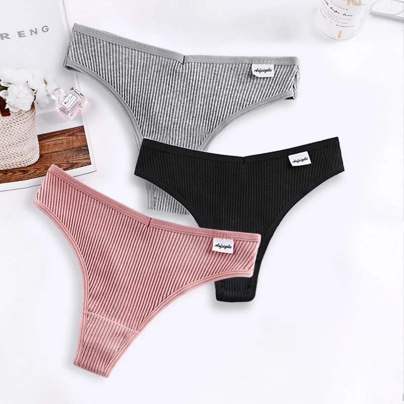

3pcs/lot Women's Panties Sexy Thong Underwear Seamless Briefs Female Low-Rise G-String Cotton Tanga Lingerie T-Back Underpants