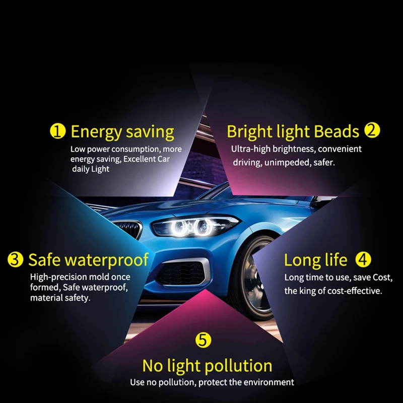 Комплект из 2 предметов голубого цвета светодиодный Ангел глаз Halo Кольцо маркер