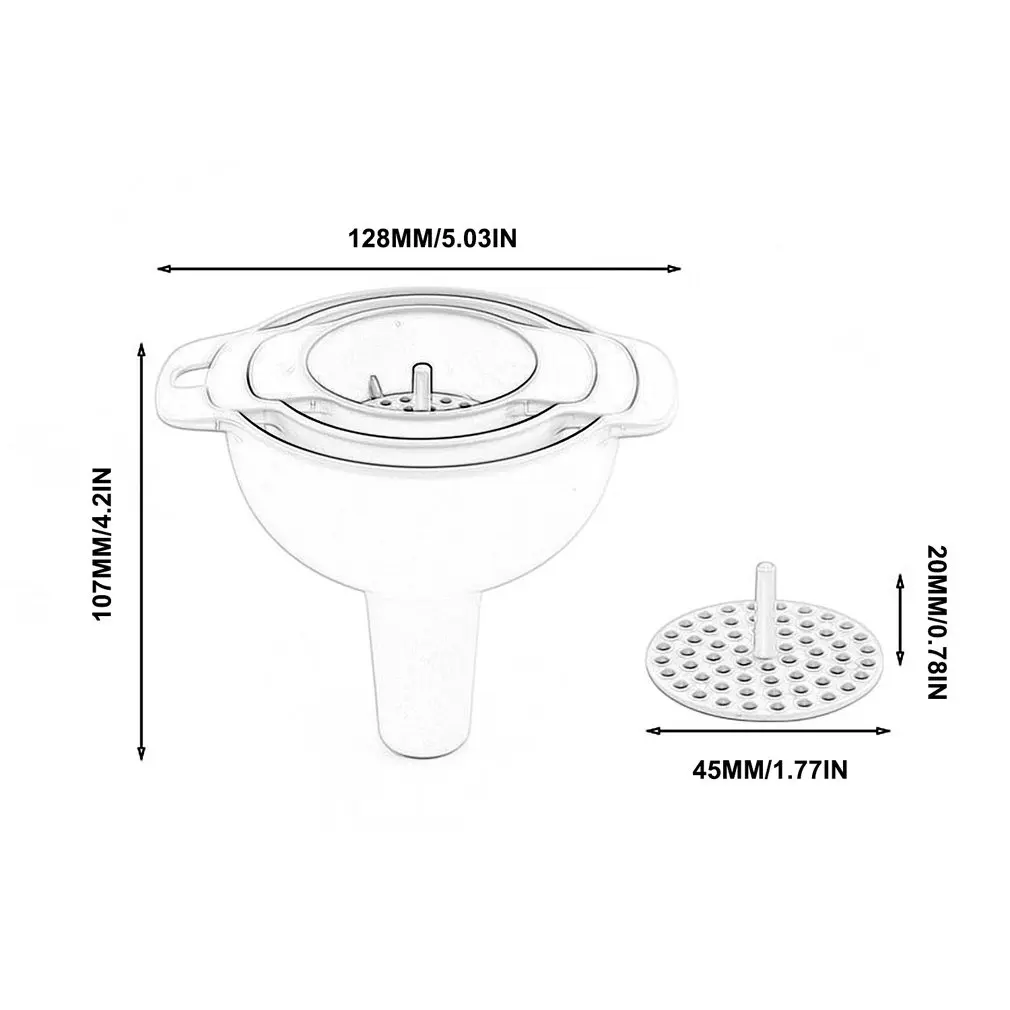 

4pcs Set Household Funnel With Hanging Hole Design Multifunctional Funnel Suit Kitchen Household Supplies Filter Funnel