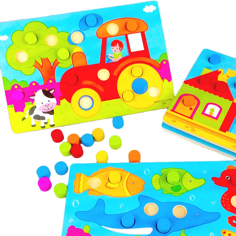 

Baby Scene Cognition Colour Matching 3d Puzzles Educational Children Wooden Jigsaw Montessori Kindergarten Supplies Toddler Toys