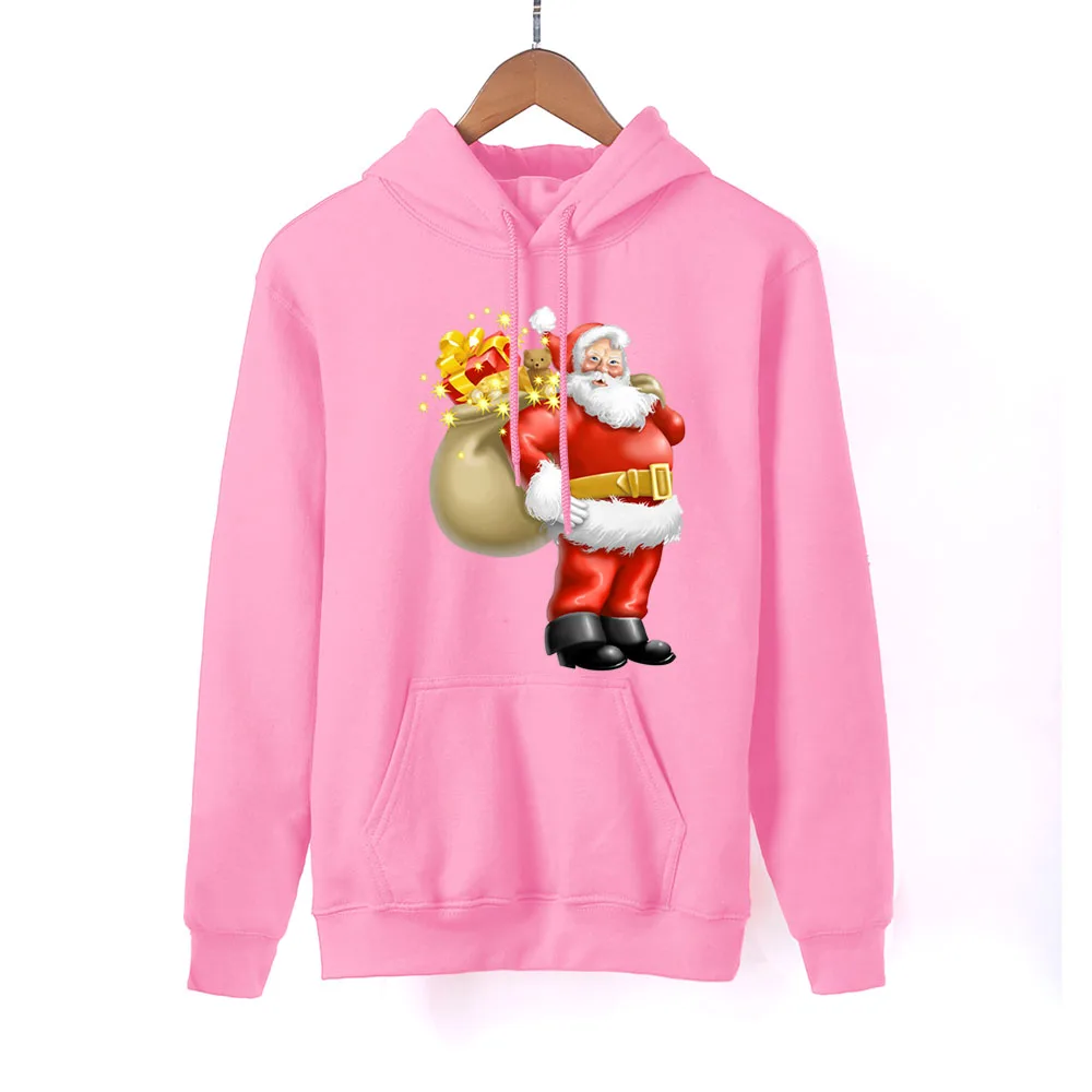 Женская розовая толстовка с капюшоном веселое Рождество весна-осень толстовки