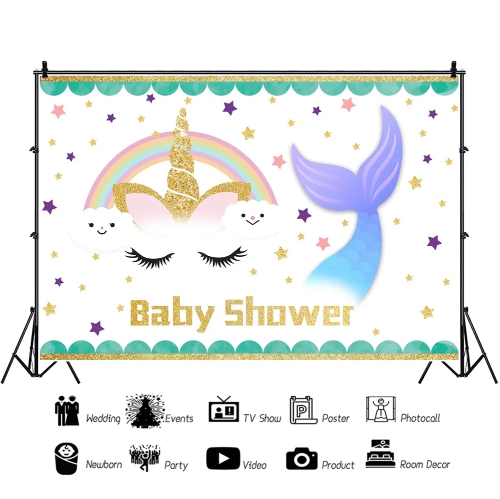 Laeacco Единорог детский душ фотосъемка фон персонализированные тема русалки
