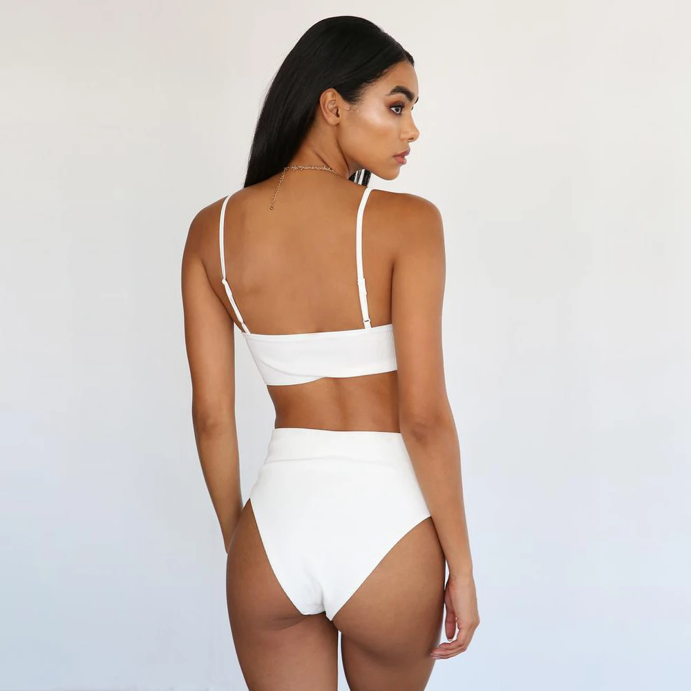 Бикини 2019 mujer новая одноцветная со шнуровкой высокая талия сексуальные женские и