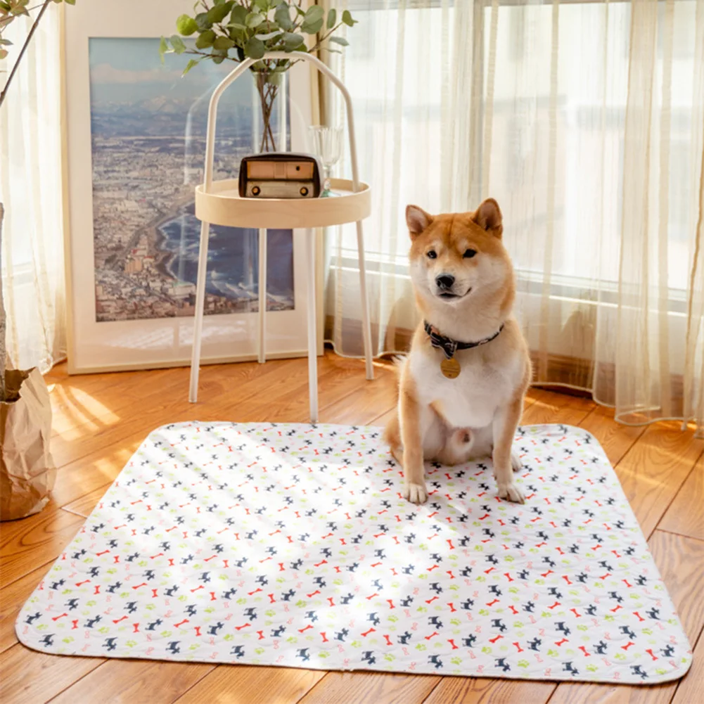 Reusable Pet Urine Pad Washable Dog Cat Diaper Mat 3 Layer Absorbent Dogs Diapers Pads Bone Paw Print For Sofa Bed Floor | Дом и сад