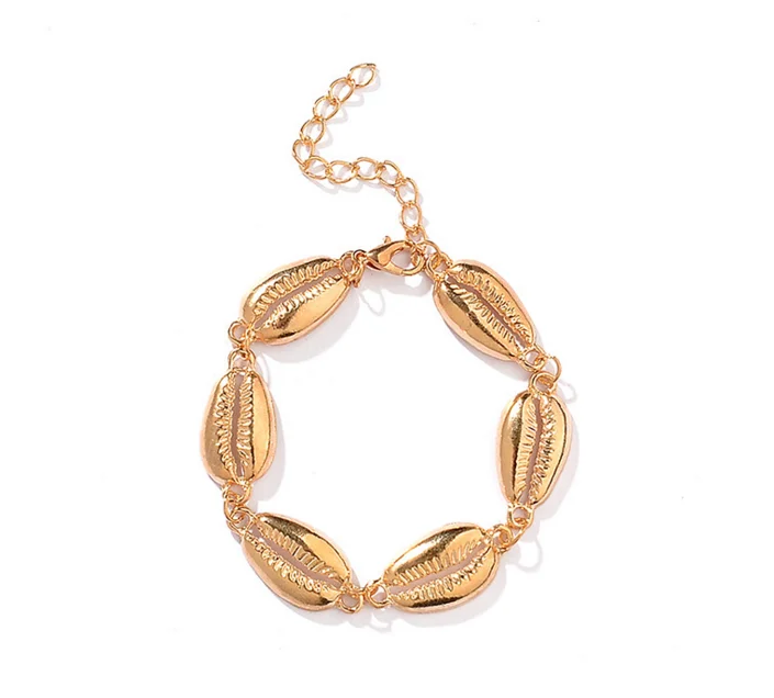 Женский браслет из ракушек Cowrie золотого цвета нежный веревочный цепочка с