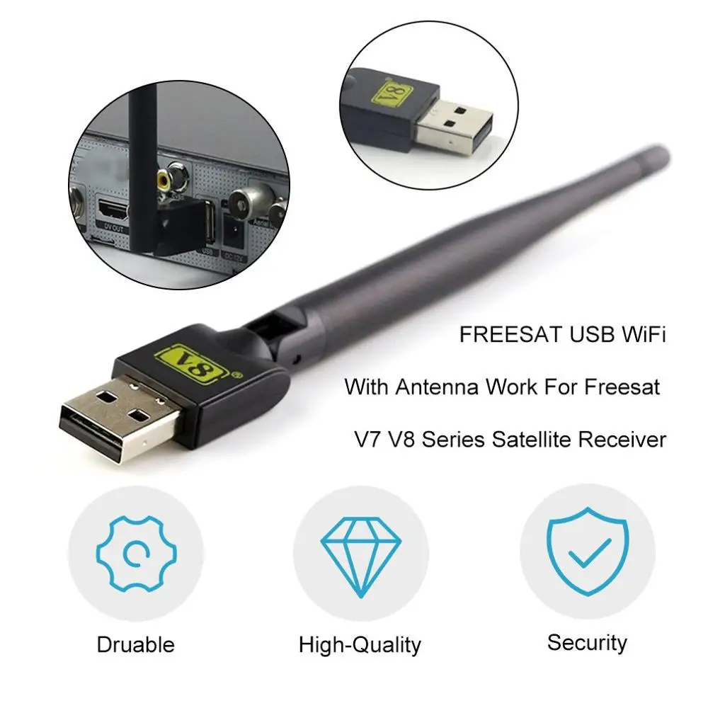 FREESAT USB WiFi с антенной работает для Freesat V7 V8 серии цифровых спутниковых ресиверов ТВ