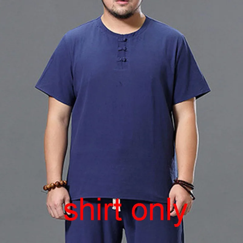 Blue 1 shirt Летняя мужская рубашка, обхват груди 155 см, 5XL, 6XL, 7XL, 8XL, 9XL, 10XL, хлопок, лен, короткий рукав, плюс размер, мужская рубашка, 3 цвета - Цвет: Blue 1 shirt