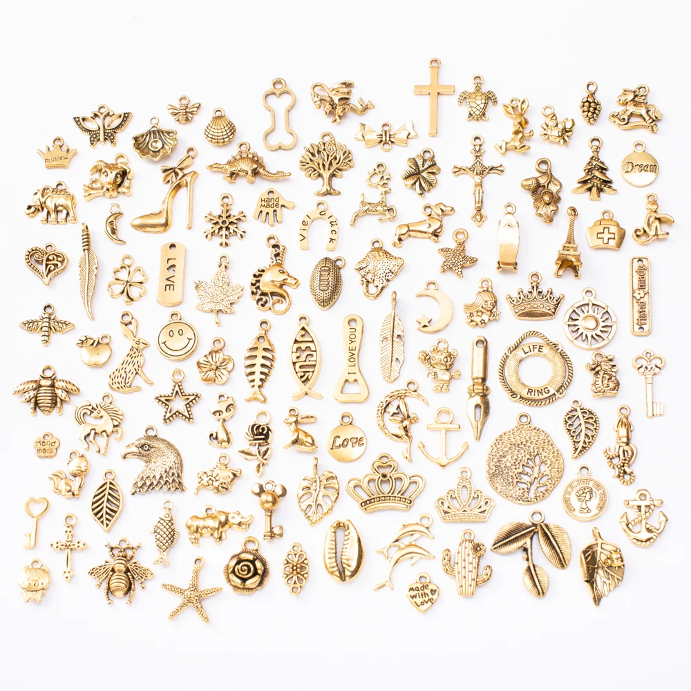 Горячая Распродажа 100 штук античного золота из цинкового сплава розового древней