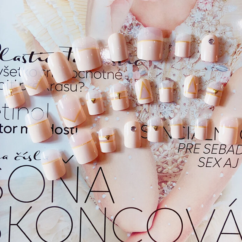 Ногти заклепки Дизайн полное покрытие накладные ногти с 2g клей 24 шт./компл.