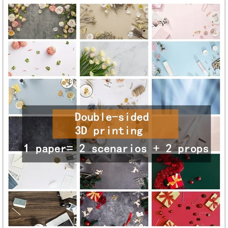 

Christmas photography picture background 57*87cm 2 Sided 3d printing background paper Marble Wood paper shoot Photo wallpaper