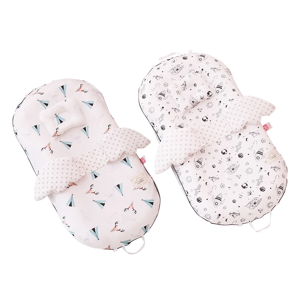 

Newborn Baby Bed Baby Nest Bed with Pillow Portable Crib Travel Bed Infant Toddler Cotton Cradle Safe Bassinet Bumper 85*25cm