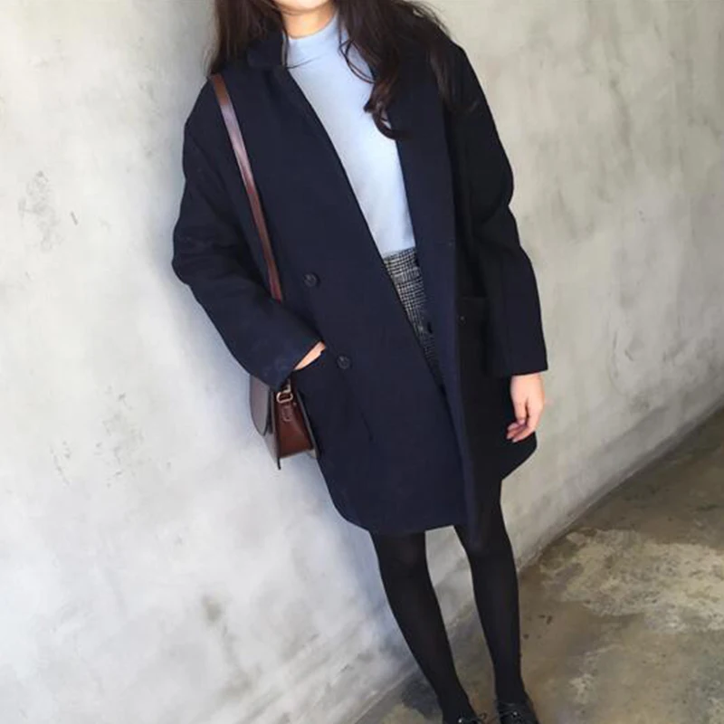 

2019 Autumn Winter New Fashion Woolen Coat Female Mid Long Warm thick Double-breasted Outerwearat Women cc782