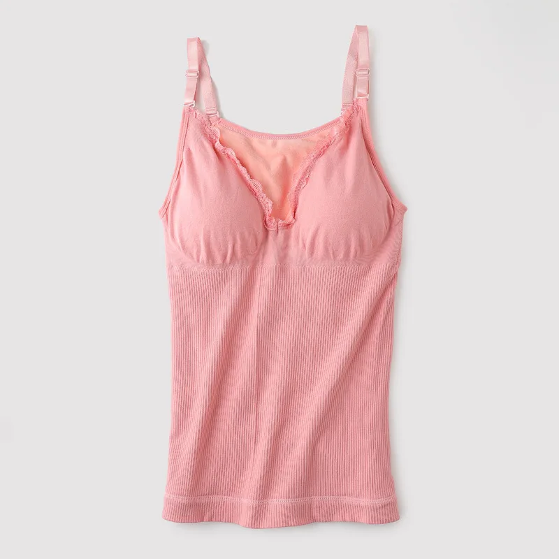 

Maternity Winter Plus Velvet Clothing With Chest Pad Women Warm Sling Vest Double Warm Body Shaping Bottoming Shirt