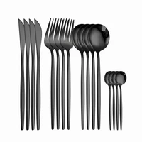 spklifey black stainless steel cutlery set black cutlery 16 pcs tableware set forks knives spoons kitchen dinnerware set