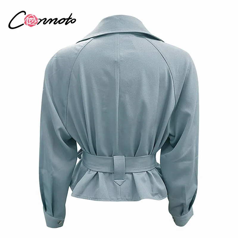

Conmoto casual solid autumn winter jackets women Long sleeve notched outwear female coat Streetwear oversize ladies belt coats