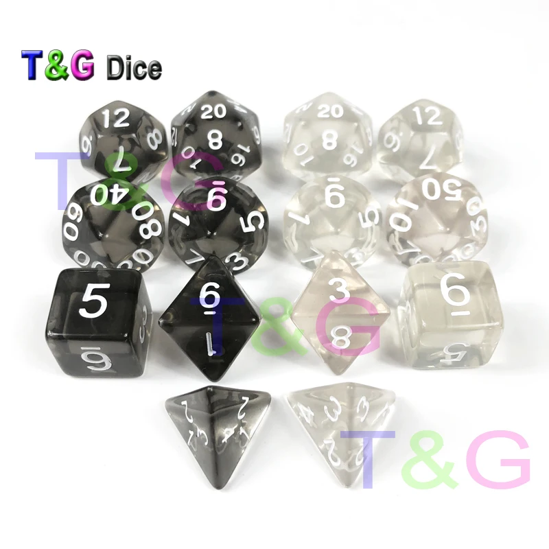 7 шт./компл. полупрозрачный набор костей для ролевых игр D4 d6 d8 d10 % d12 d20 настольной