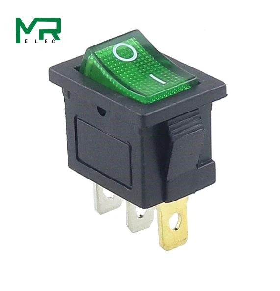 1 шт. KCD1 2PIin 3Pin Лодка Автомобильный кулисный переключатель 6A/10A 250 V/125 V AC красный желтый зеленый синий черный кнопка Лучшая цена KCD1 - Цвет: Green    3PIN  lamp