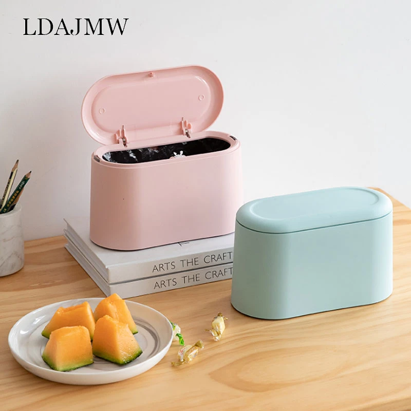 Зеленая пластиковая мусорная корзина настольный маленький контейнер для