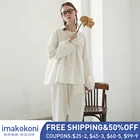 Пижама imakokoni женская из двух предметов, тонкая пижама с длинным рукавом, оригинальный дизайн, белый, для дома, весна-лето 192576