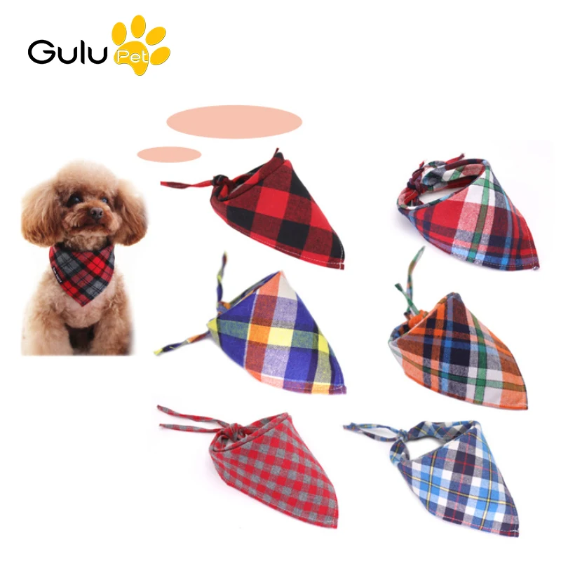 

Dog Bandanas Pet Scarf Dog Cat Classic Cotton WashableBow Ties Collar Plaid Towel Dog Accessories