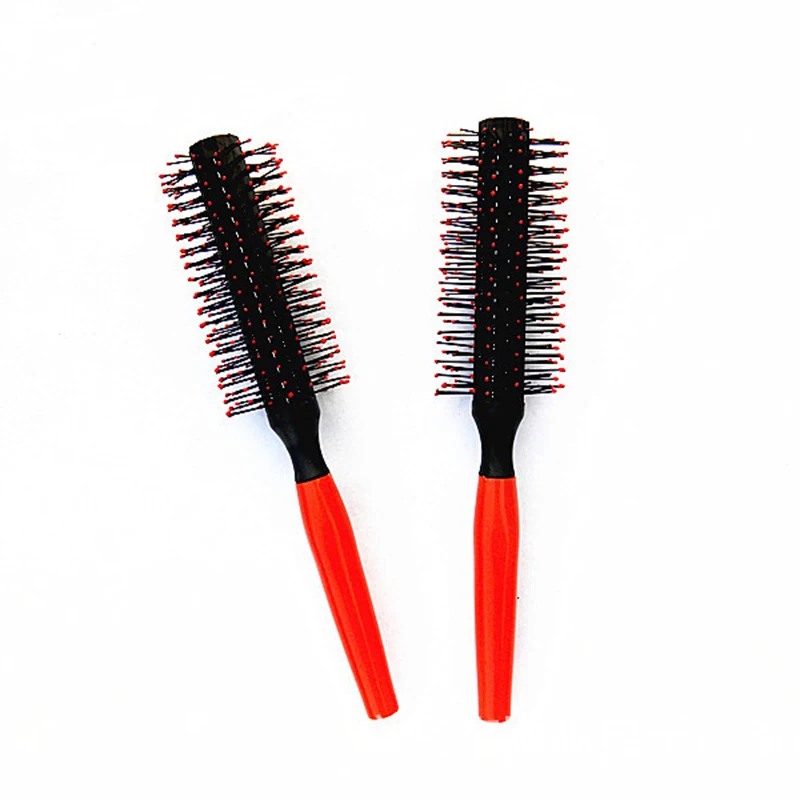 

High Quality Red Handle Curly Hair Straight Hair Comb Roll Comb Hair Blowing Styling Comb Plastic Commodity Wholesale