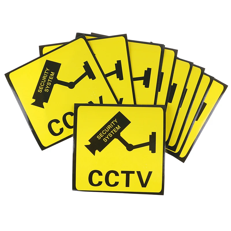 10Pcs CCTV Video Surveillance Security Camera Alarm Sticker 