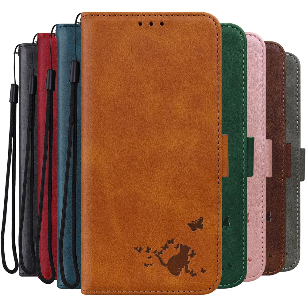 Пиксель 6 Про 2021 Флип Чистый Кожаный Бумажник-кошелек Чехол для Google Роскошный 3D Кошачий Цветочный Тиснение Фунда 6Про Кавер он.