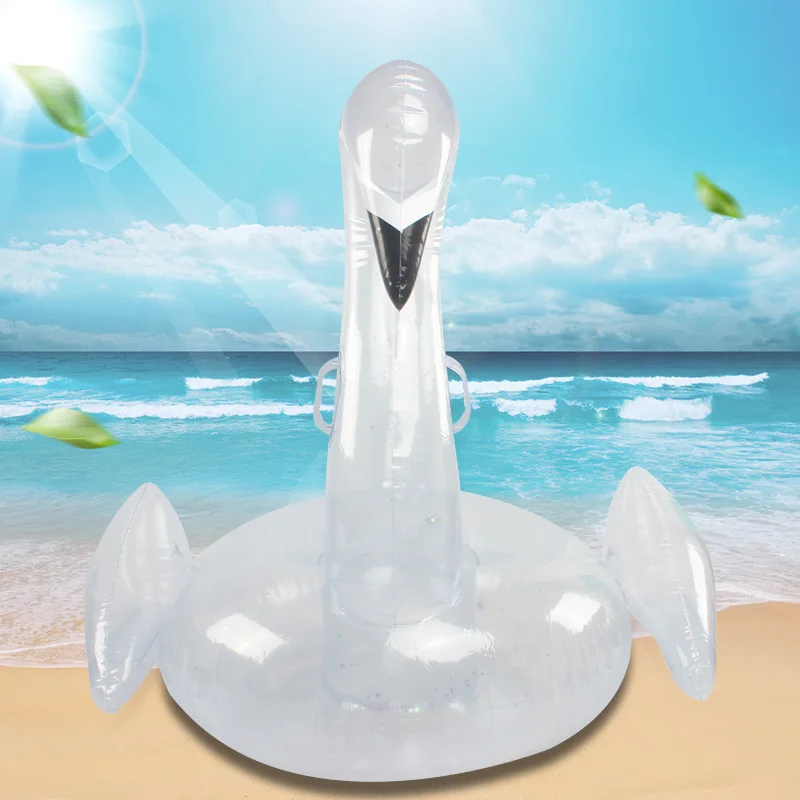 

Transparent Sequins Swan Pool Float Inflatable Swimming Ring Water Mattress Ride-OnPool Swimming Ring Holiday Party Fun Toys